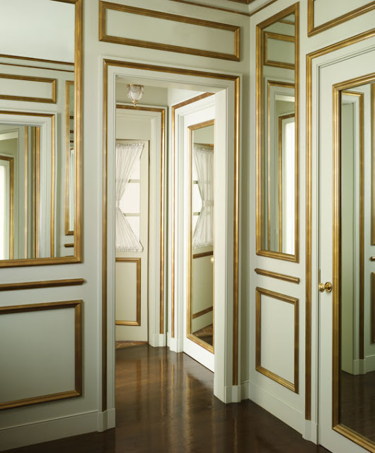 Annie Schlechter Decorative Molding Doors Mirrors Hallway Gold Trim Annie Schlechter Decorative Molding Doors Mirrors Hallway Gold Trim Mint Light Green Cococozy