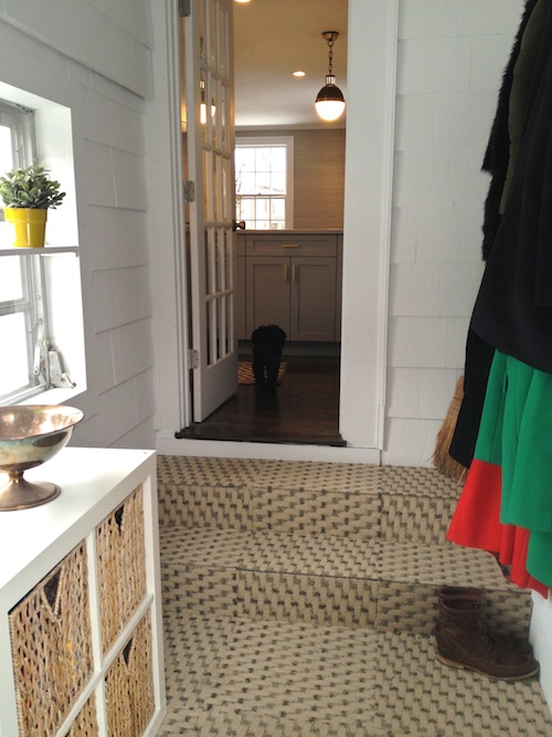 My Renovation A Mudroom Mini Makeover Elements Of Style Blog Speaking Of The Carpet We Used Flor Tiles To Do This Andrew Spent An Hour Or Two With His Box Cutter Getting Stairs Right But It S Affordable Way