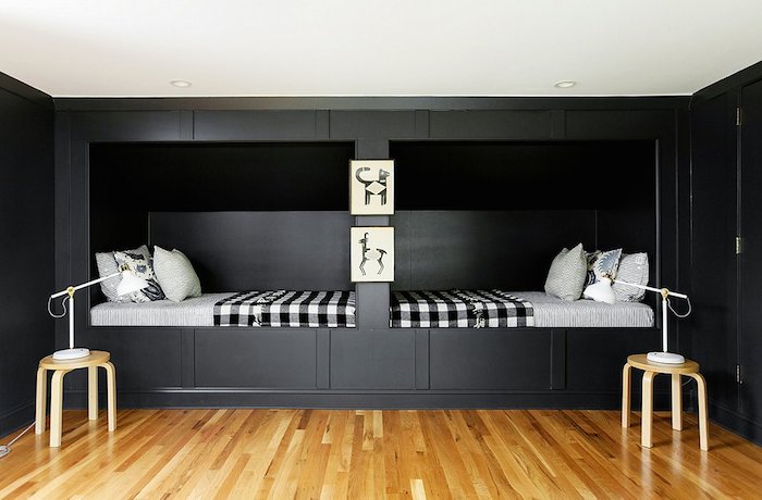 one kings lane_pencil & paper_BLACK WALL WITH BEDS