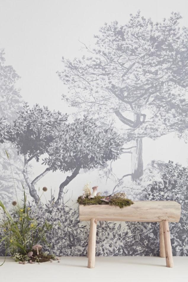sian-zeng-hua-trees-wall-mural-in-grey-with-mushrooms-bench-635x953